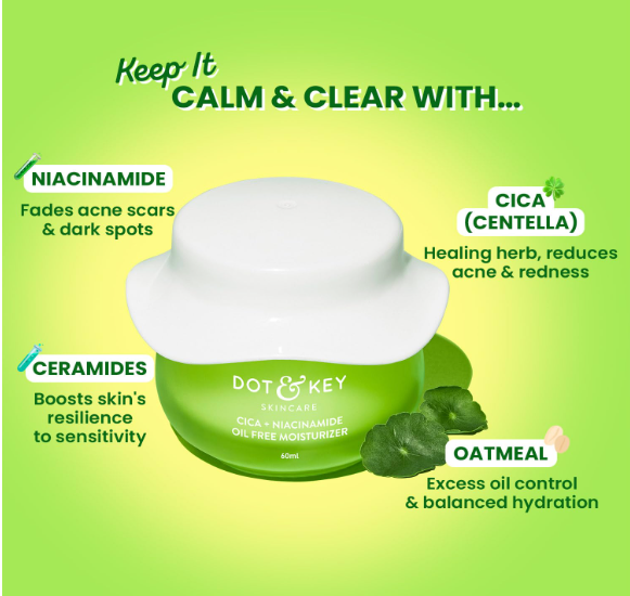 Dot & Key Niacinamide + CICA (Centella) Oil Free Moisturizer for Acne Prone Skin