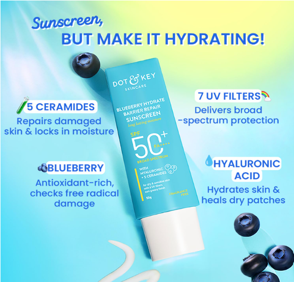 Dot & Key Blueberry Hydrate Barrier Repair Sunscreen Spf 50+ ,50G,