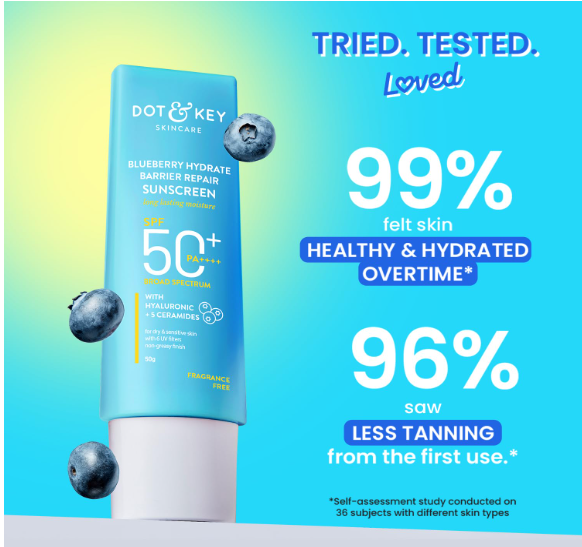 Dot & Key Blueberry Hydrate Barrier Repair Sunscreen Spf 50+ ,50G,