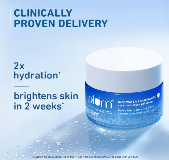Plum 2% Niacinamide & Rice Water Superlight Gel Cream Moisturizer for Face 50 g