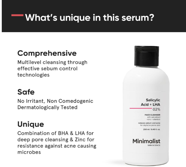 Minimalist Anti-Acne Salicylic Acid 2% Face Wash For Oily & Acne Prone Skin 250 ml