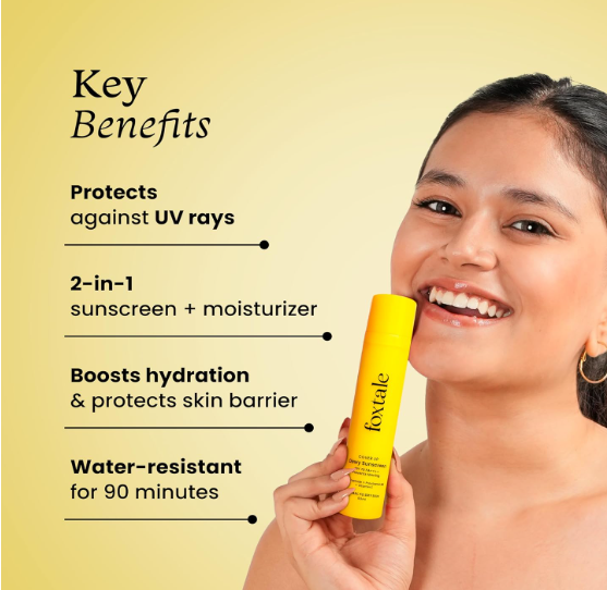 Foxtale SPF 70 Niacinamide Dewy Sunscreen with PA++++ For Dewy Sun Protection ,50 Ml