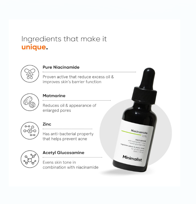 Minimalist Oil Control , Anti-Acne 10% Niacinamide Face Serum 30ml (Pack of 1)