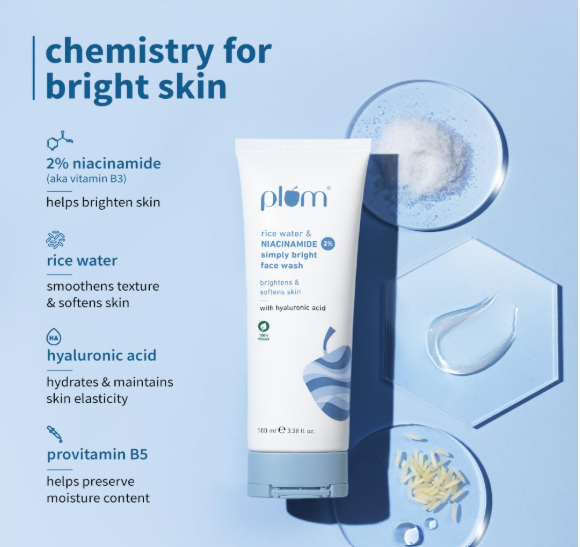 Plum 2% Niacinamide Simply Bright Face Wash With Rice Water 100 ml