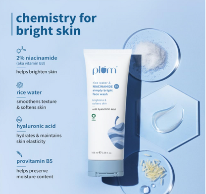 Plum 2% Niacinamide Simply Bright Face Wash With Rice Water 100 ml
