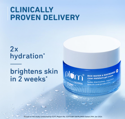 Plum 2% Niacinamide &amp; Rice Water Superlight Gel Cream Moisturizer for Face 50 g