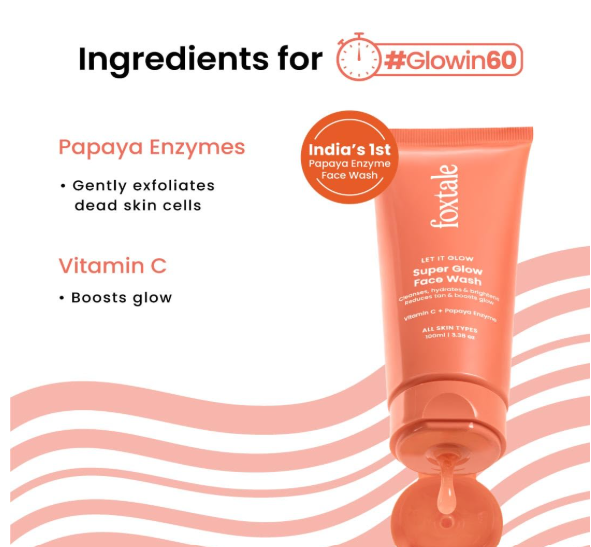 Foxtale Vitamin C Super Glow Face Wash with Papaya enzyme 100ml