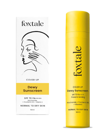 Foxtale SPF 70 Niacinamide Dewy Sunscreen with PA++++ For Dewy Sun Protection ,50 Ml
