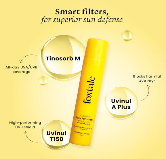 Foxtale SPF 70 Niacinamide Dewy Sunscreen with PA++++ For Dewy Sun Protection ,50 Ml