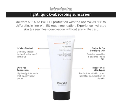 Minimalist Light Fluid Sunscreen SPF 50 for Oily Skin  50ml