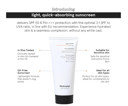 Minimalist Light Fluid Sunscreen SPF 50 for Oily Skin  50ml